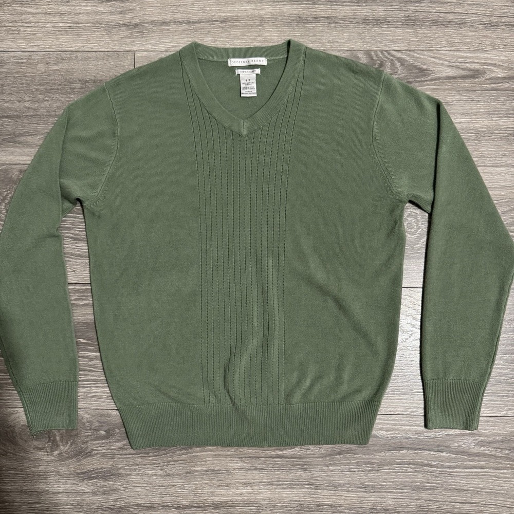 Geoffrey‎ Beene Super Soft Mens Green Sweater Size S Extreme Comfort